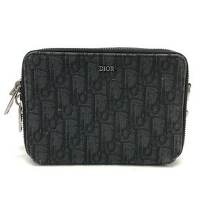 CHRISTIAN DIOR Blue Canvas Messenger Shoulder Bag